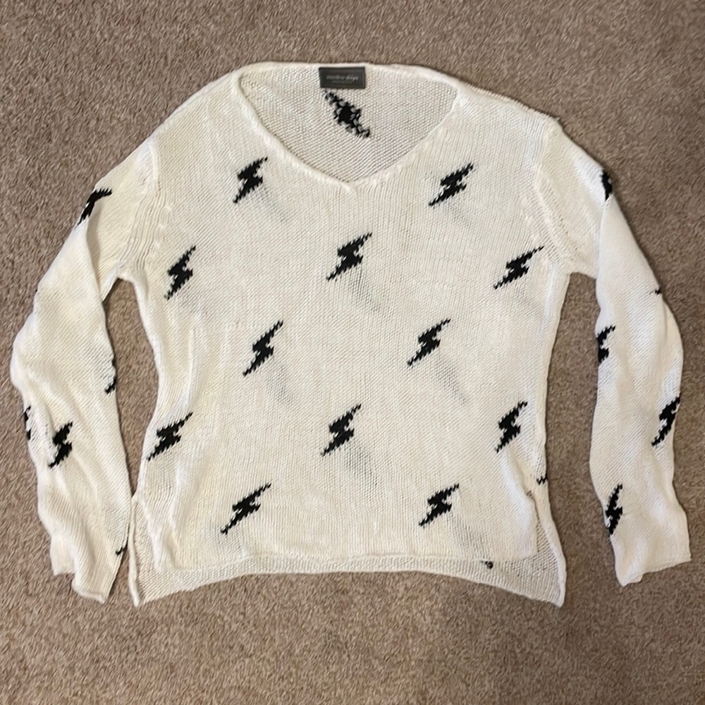 Wooden Ships lightening bolt crew neck
